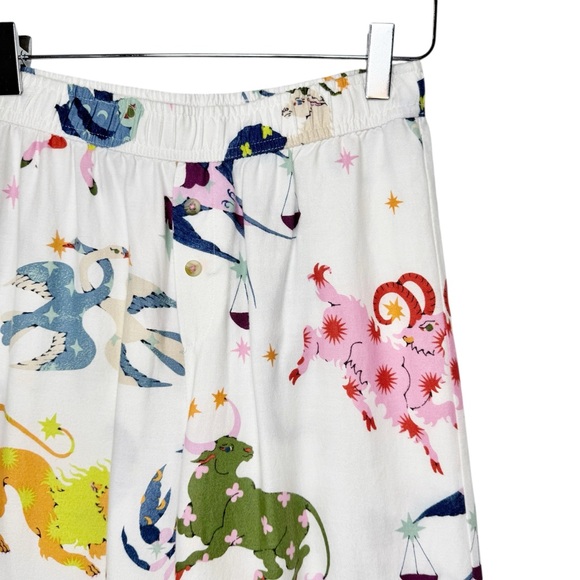 Anthropologie Colorful Zodiac Print Women’s Wide Leg Flannel Pajama Pants Sz XXS - Picture 4 of 11